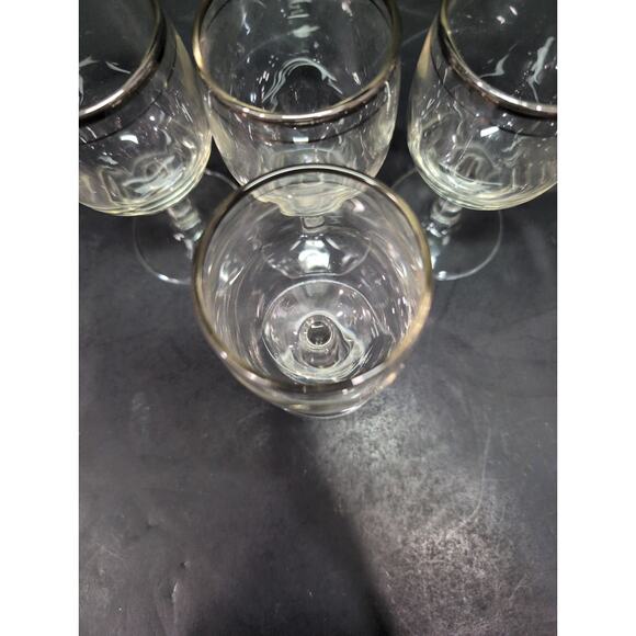 Silver‎ Rimmed Cocktail Glasses Stemware, Set of 4, Midcentury Barware, 4 Oz - Picture 6 of 9